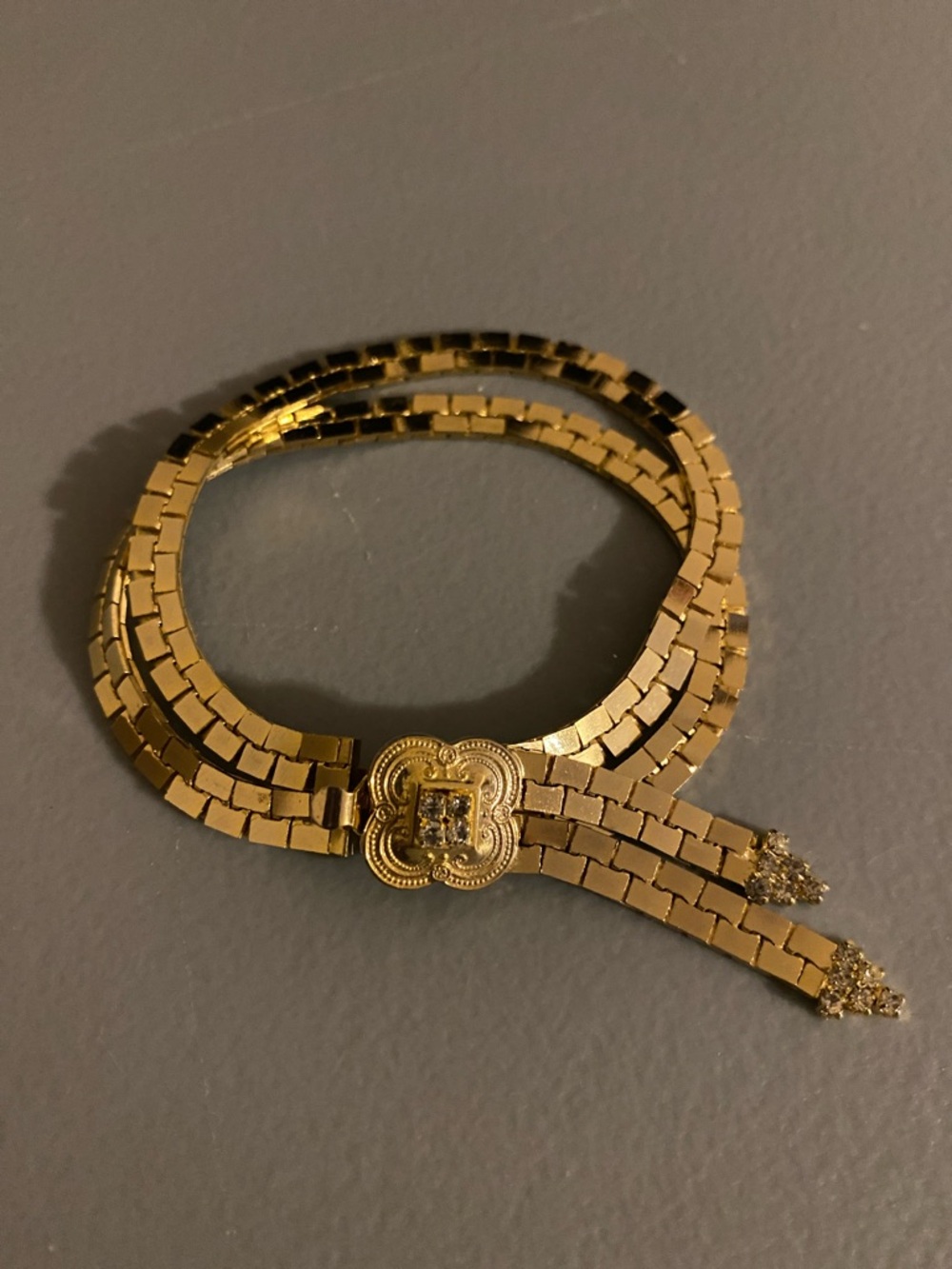 Gold Tone Vintage Bracelet with Ornate Clasp